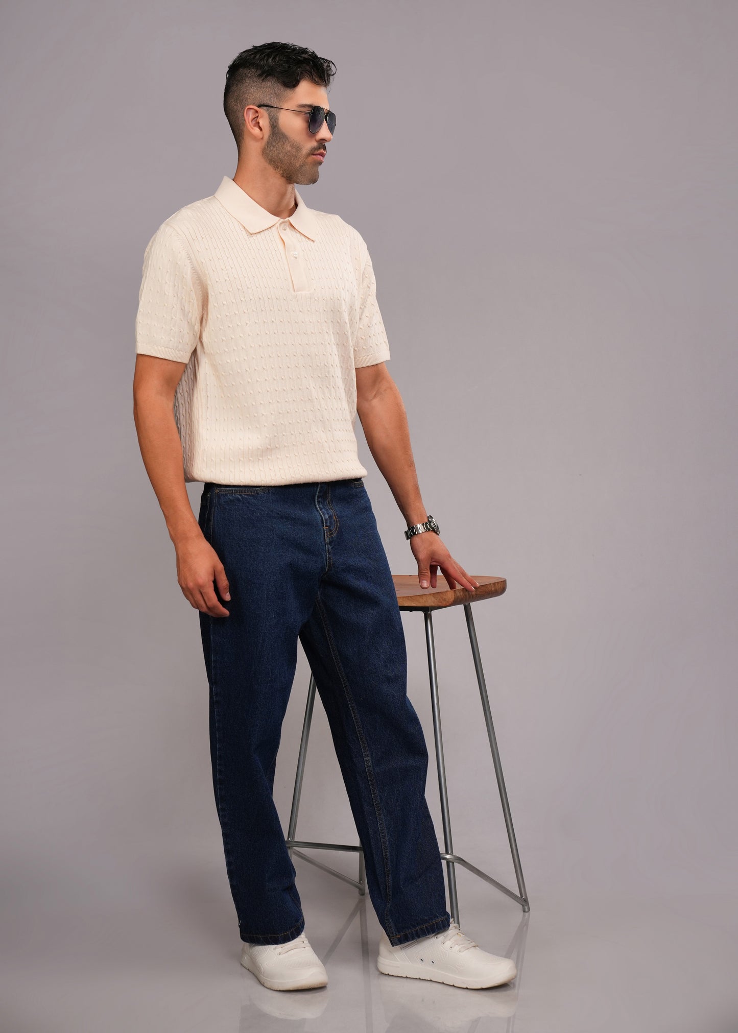 Men's regular flat knit polo