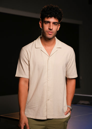 Men's short sleeve camp collar shirt