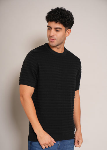 Men's regular flat knit round collar