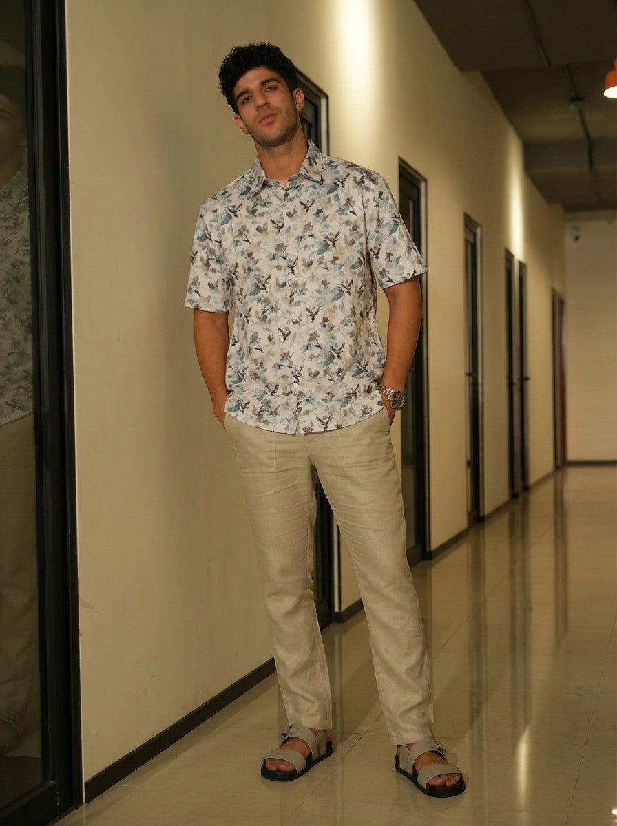 Men's short sleeve normal collar shirt
