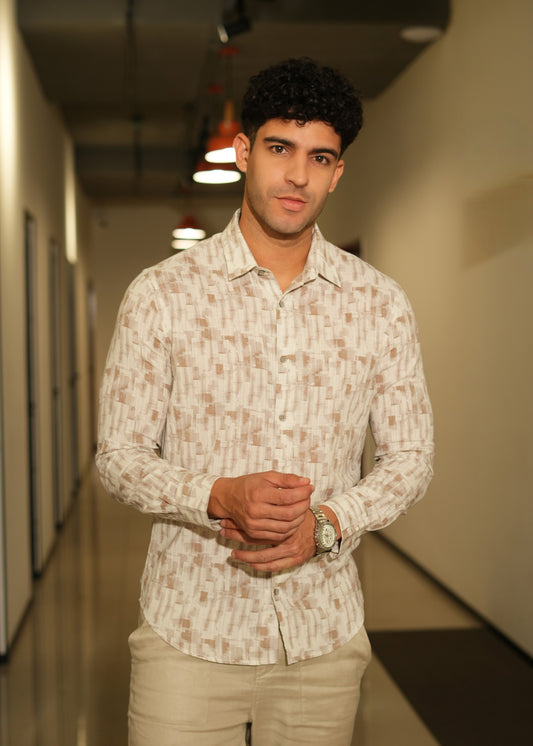 Regular Fit Printed Dobby Shirt