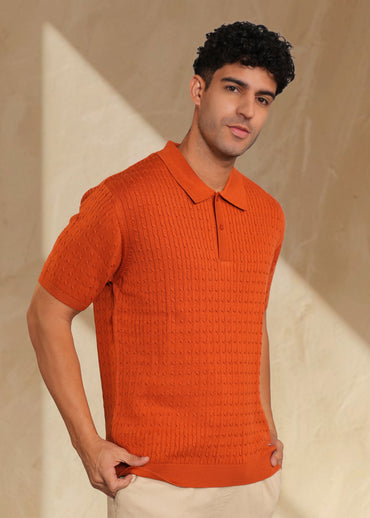 Men's regular flat knit polo