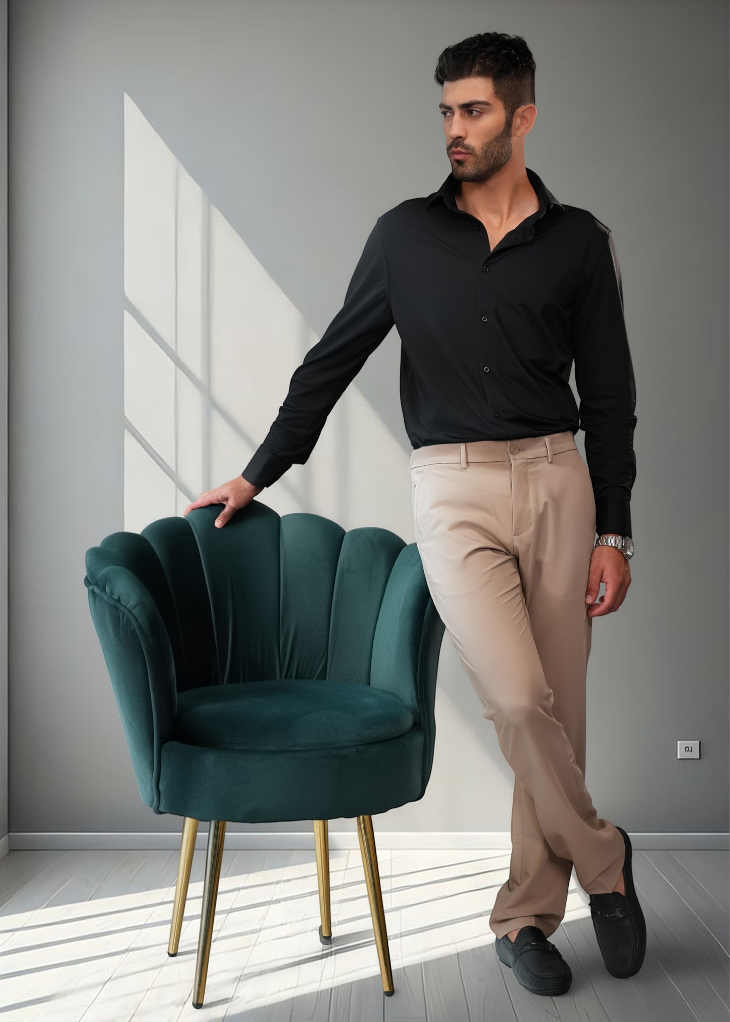 Men's full sleeve cutaway collar shirt