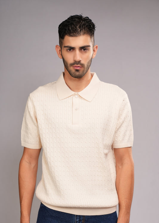 Men's regular flat knit polo