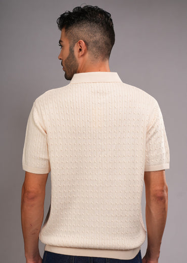 Men's regular flat knit polo