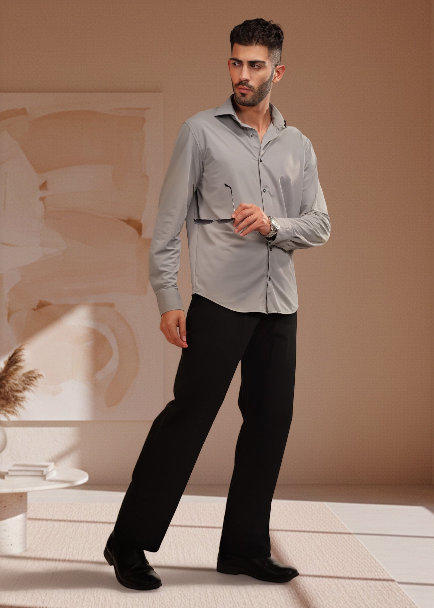 Men's full sleeve cutaway collar shirt