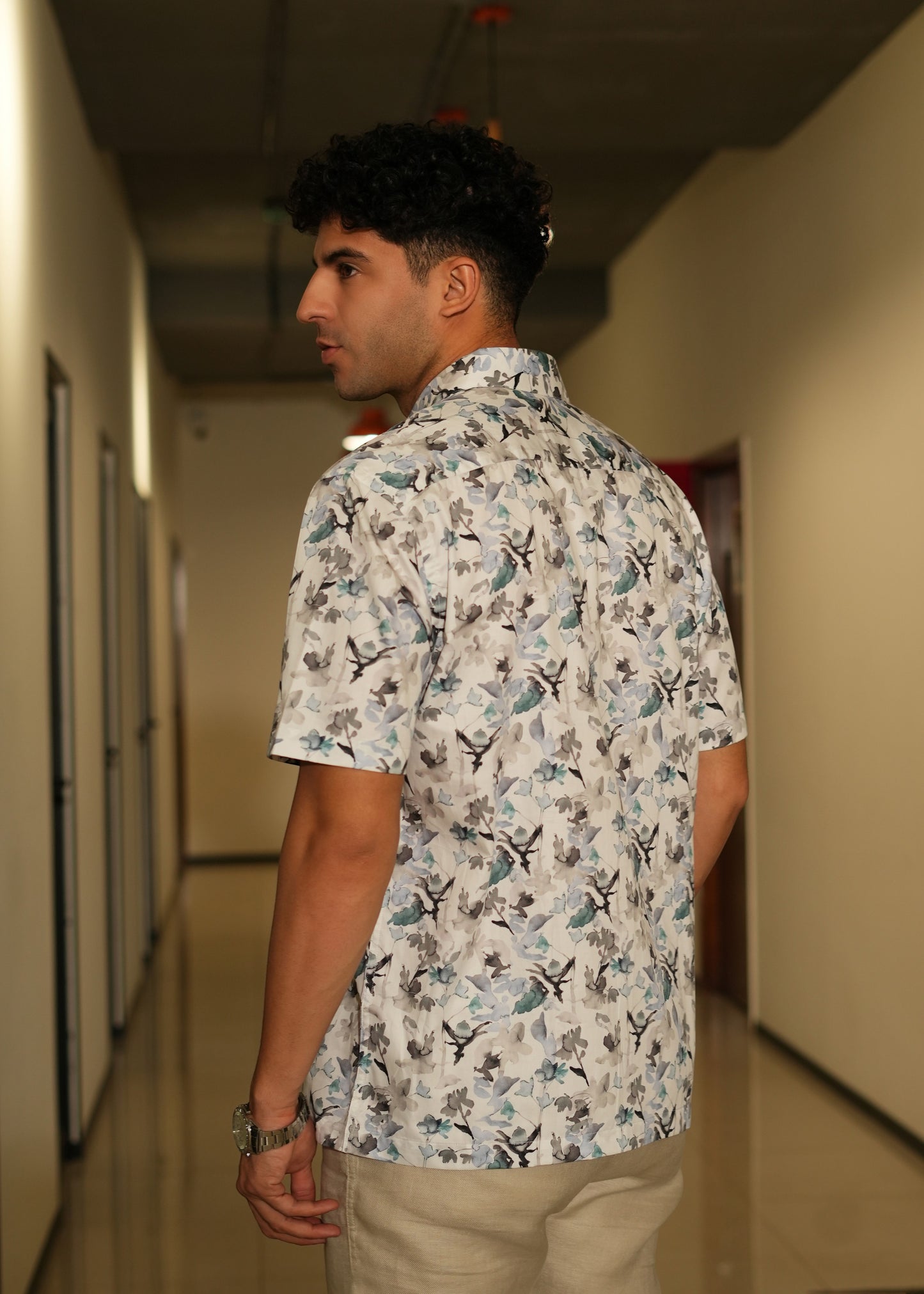 Men's short sleeve normal collar shirt