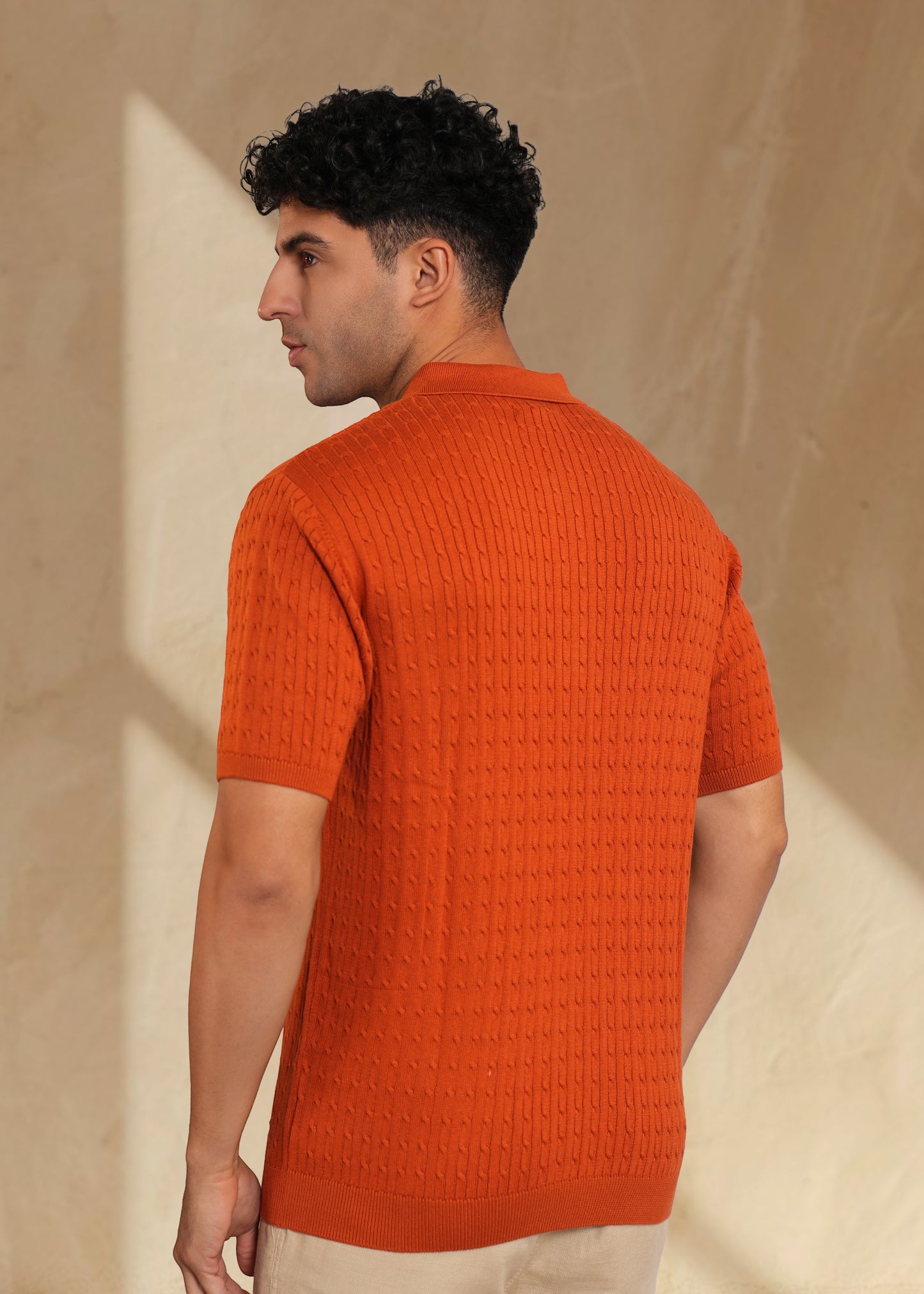 Men's regular flat knit polo
