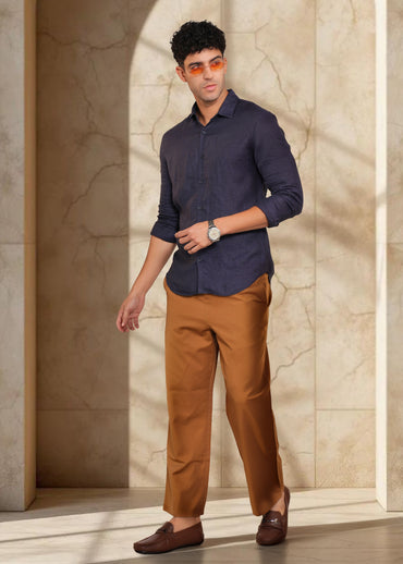 Men's wide leg drawcord pants.